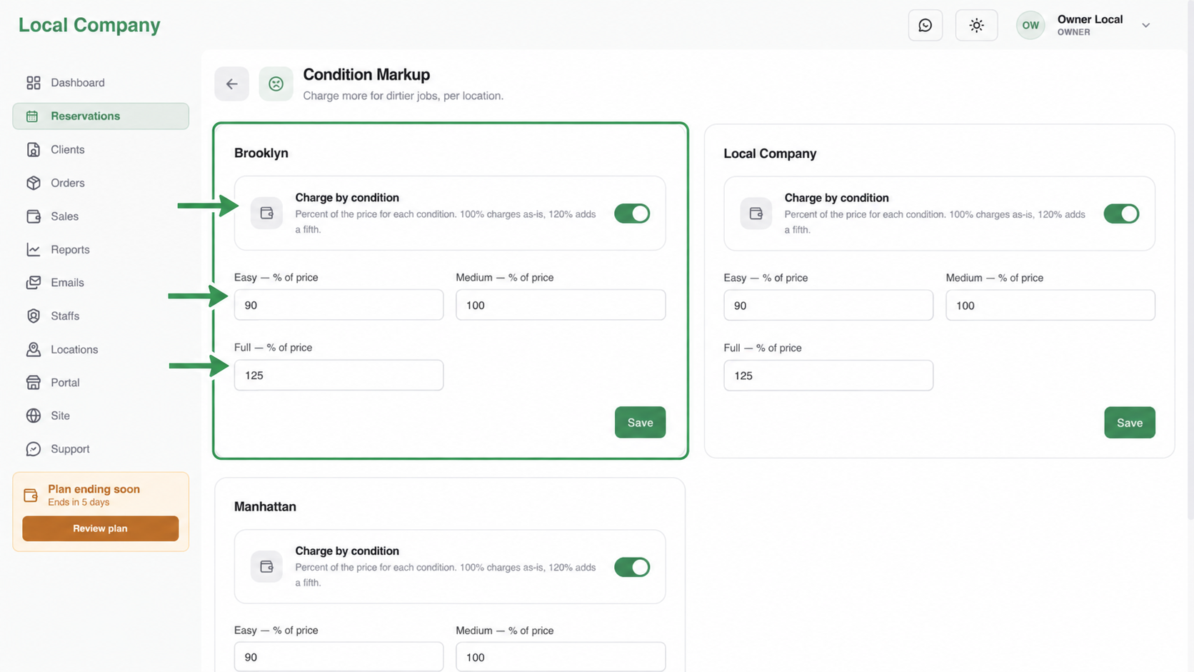 Configure condition markup settings highlighted in Tidy24